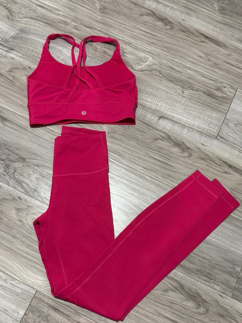 lululemon athletica Hot Pink Strappy Sports Bra & High-Rise Leggings Set